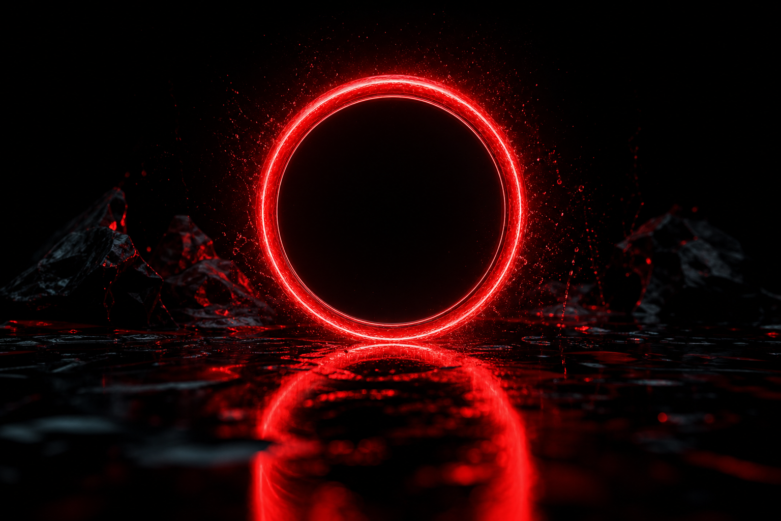Red Neon Circle On Pure Black Amoled Wallpaper  7 4K