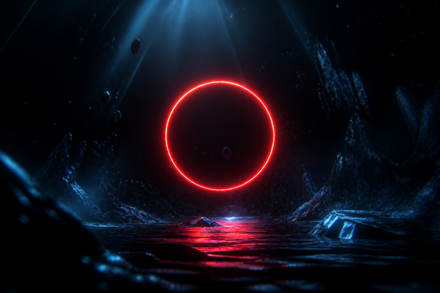 Red Neon Circle On Pure Black Amoled Wallpaper  7 4K