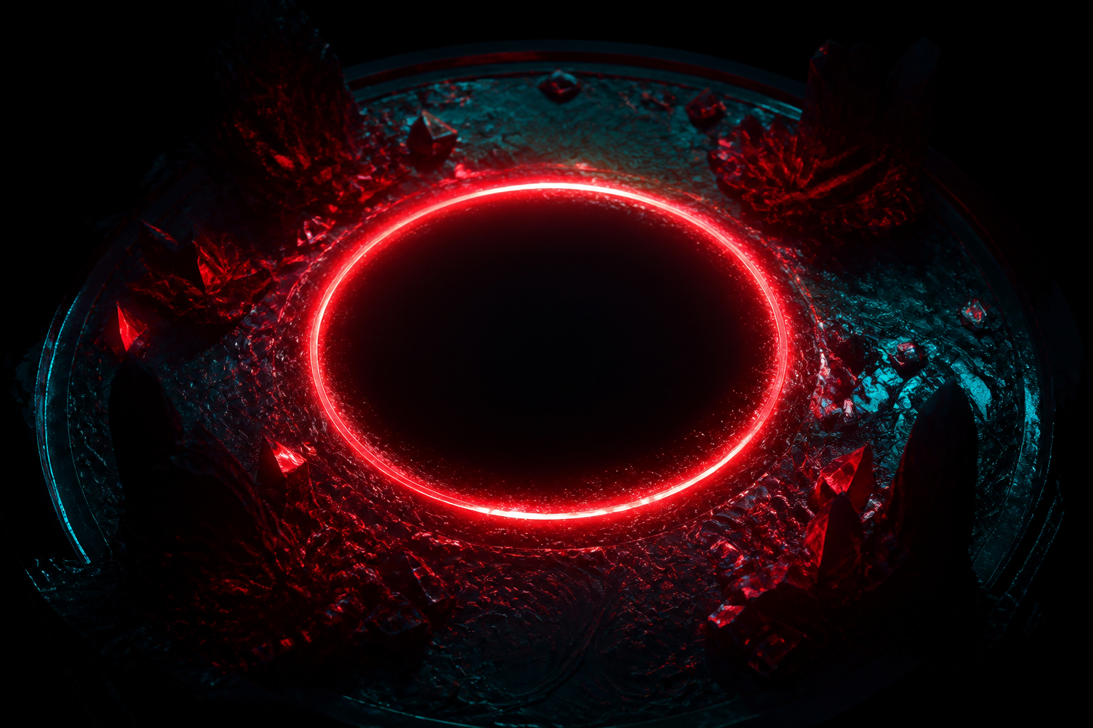 Red Neon Circle On Pure Black Amoled Wallpaper  7 4K