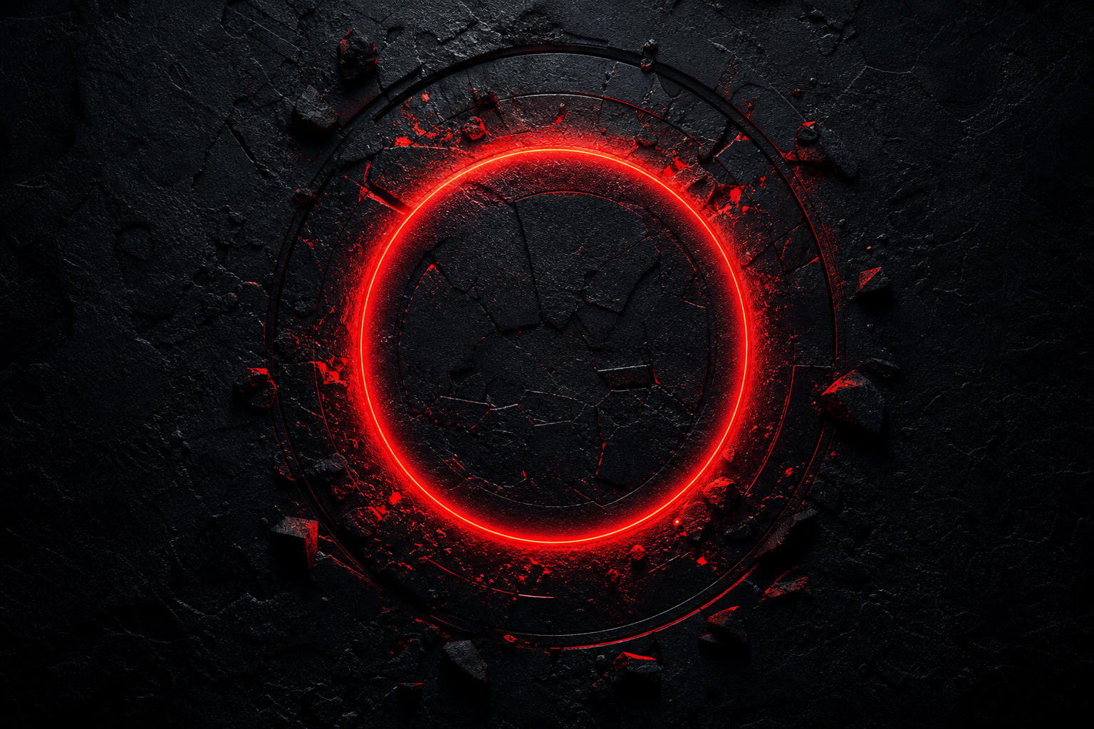 Red Neon Circle On Pure Black Amoled Wallpaper  7 4K