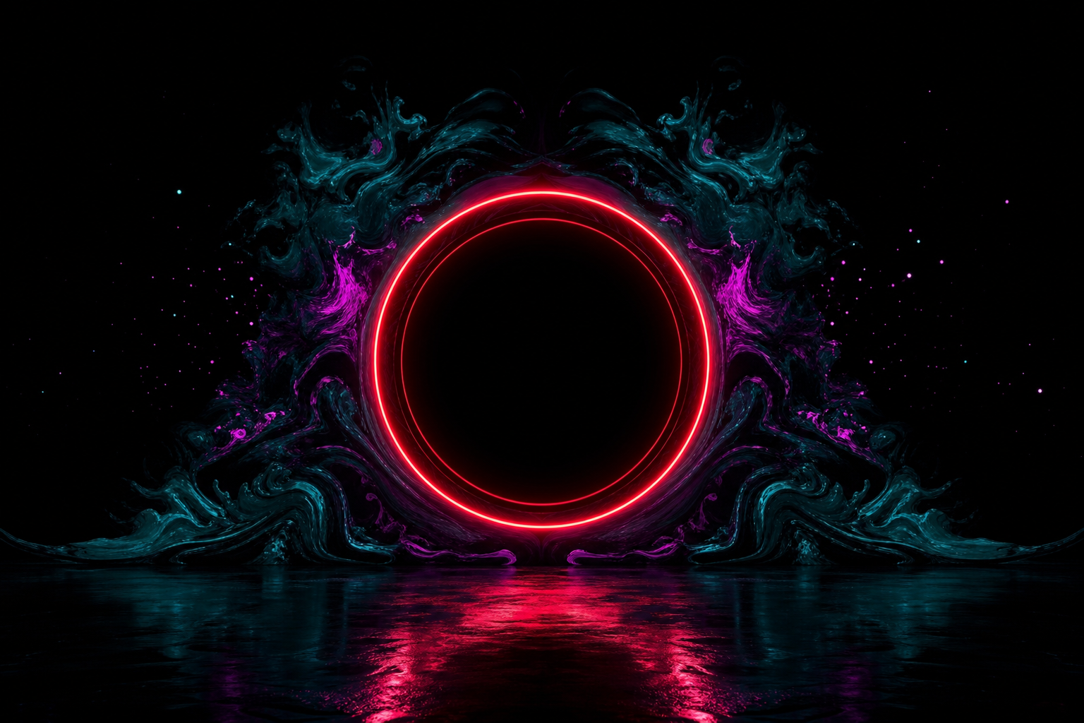 Red Neon Circle On Pure Black Amoled Wallpaper  7 4K