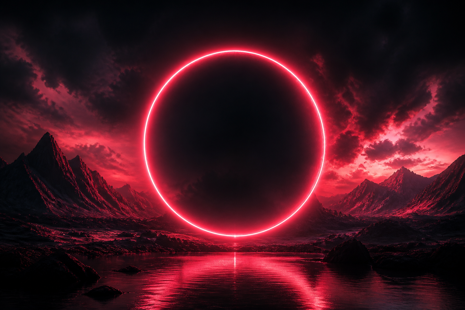 Red Neon Circle On Pure Black Amoled Wallpaper 7 4K 15 4K Amoled Wallpaper