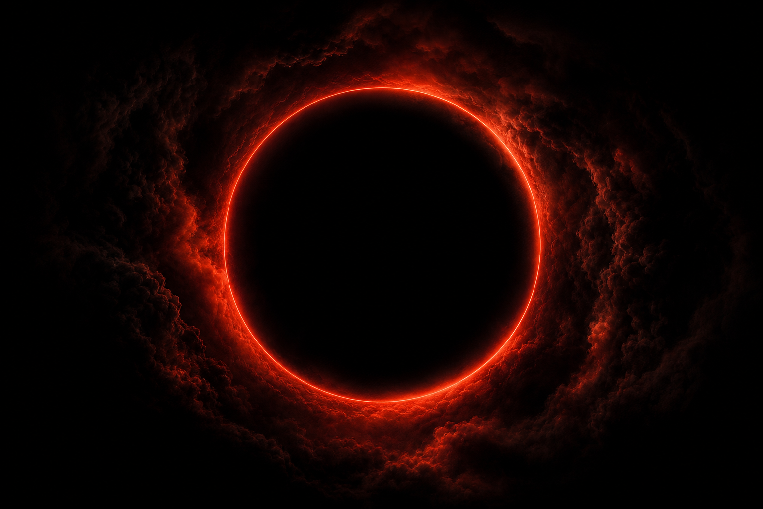 Red Neon Circle On Pure Black Amoled Wallpaper  7 4K