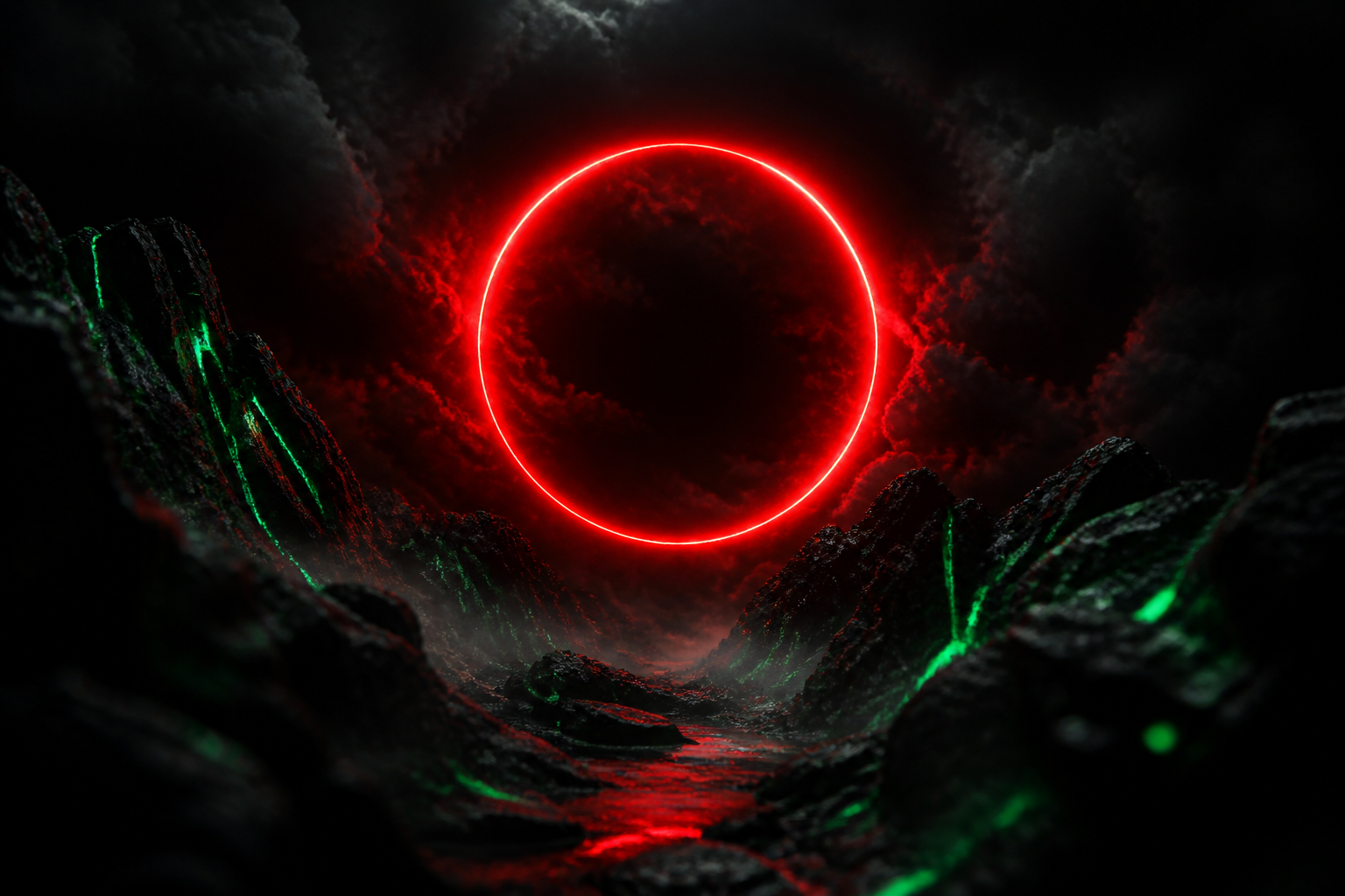 Red Neon Circle On Pure Black Amoled Wallpaper  7 4K