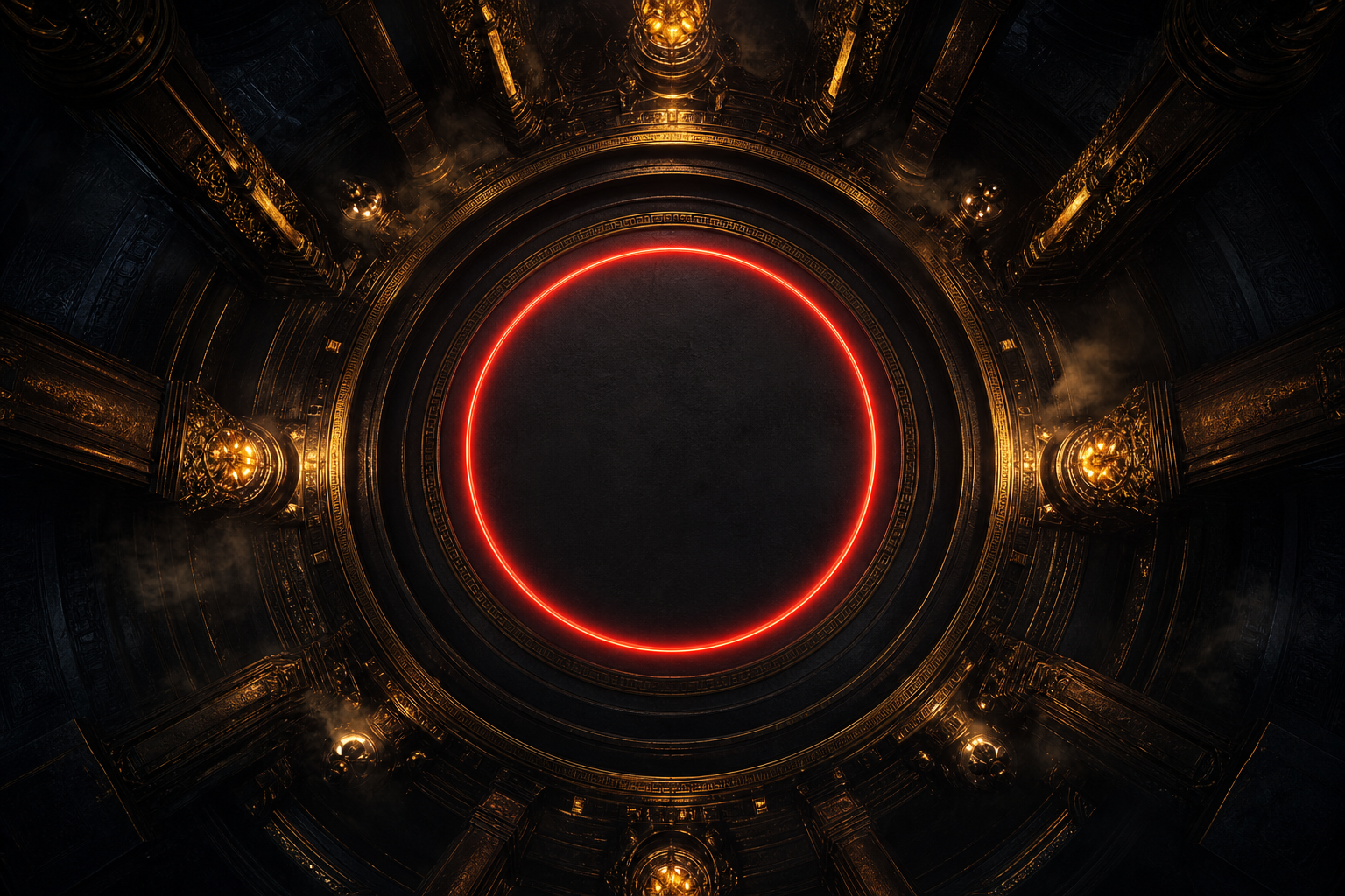 Red Neon Circle On Pure Black Amoled Wallpaper  7 4K