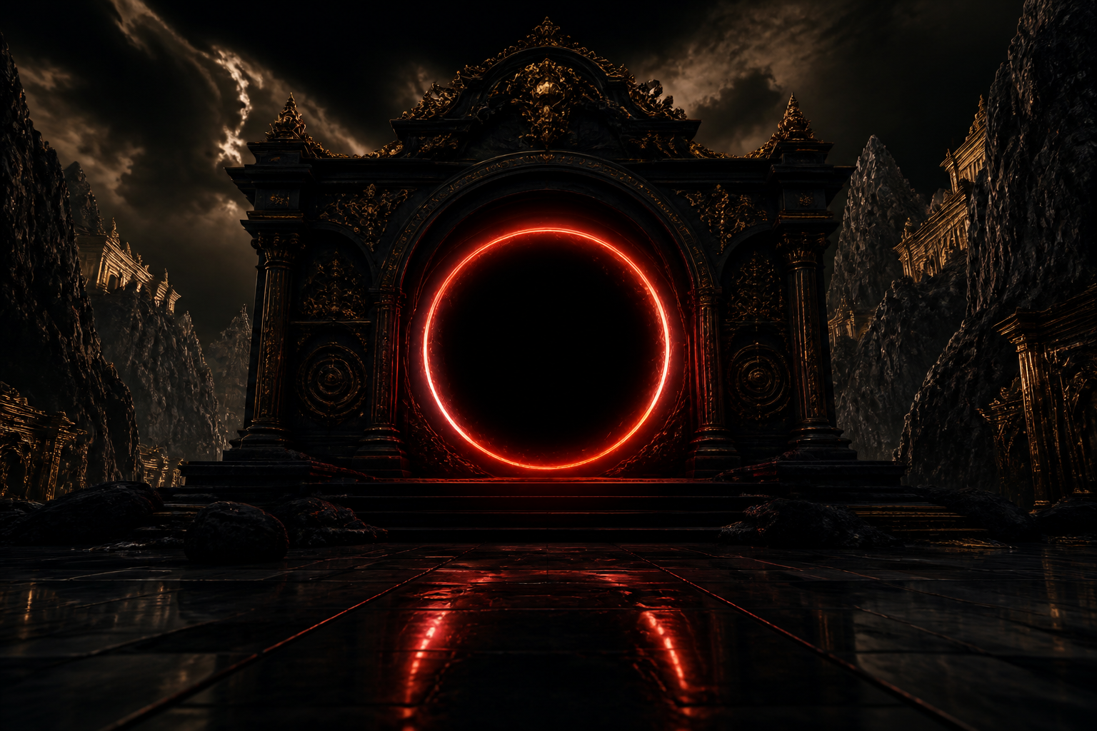 Red Neon Circle On Pure Black Amoled Wallpaper  7 4K