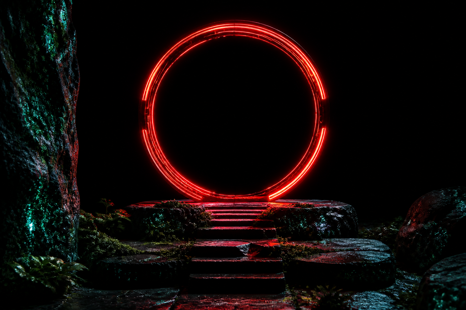 Red Neon Circle On Pure Black Amoled Wallpaper  7 4K