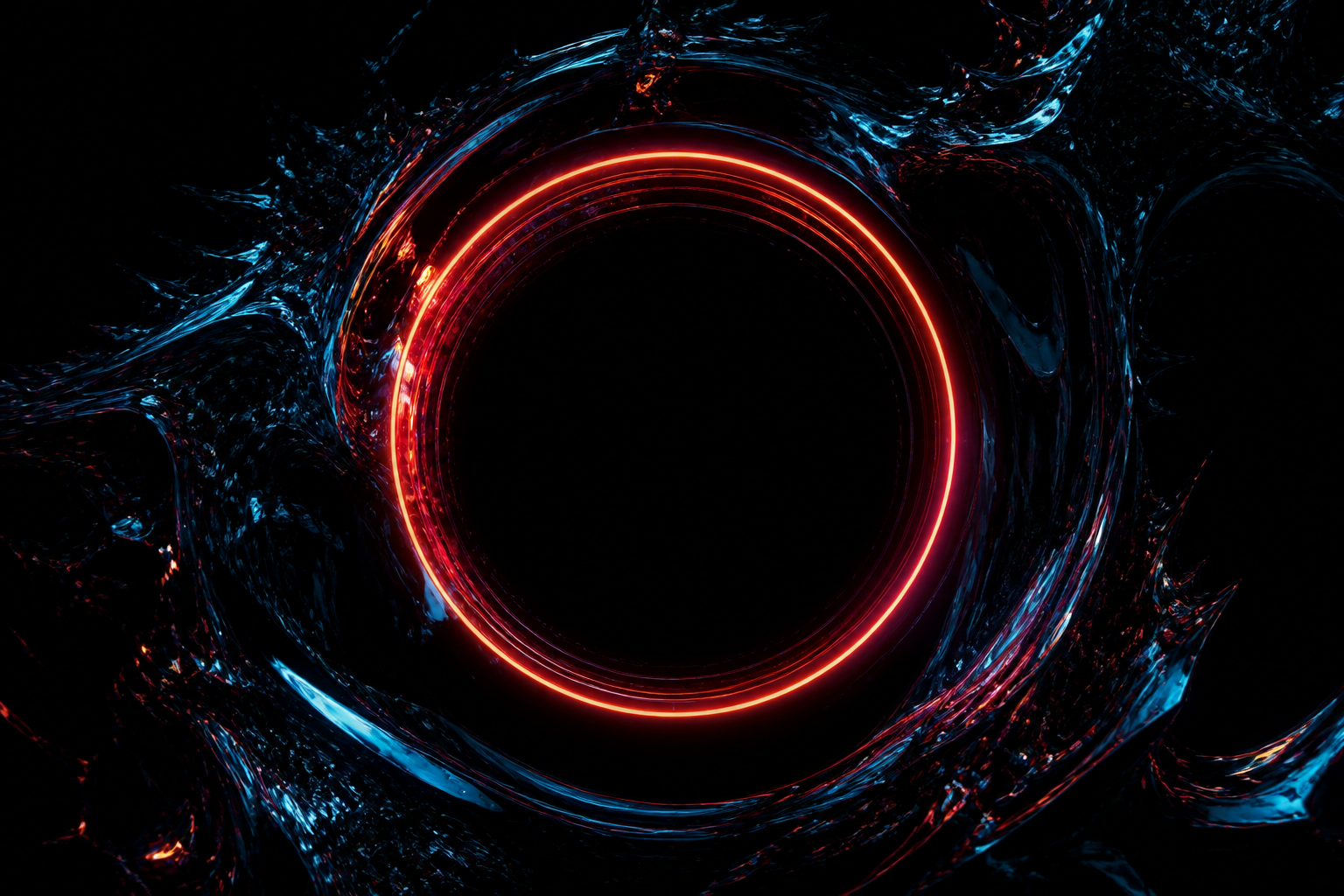 Red Neon Circle On Pure Black Amoled Wallpaper  7 4K