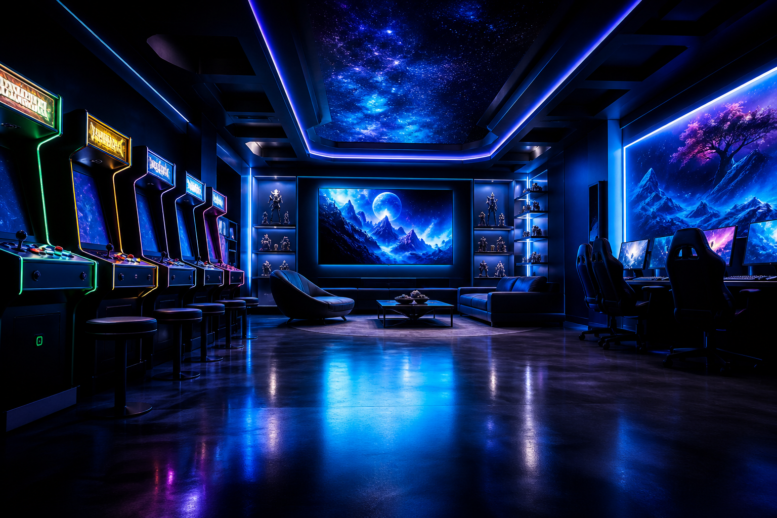 Retro Arcade Room With Neon Machines Gaming Wallpaper  17 4K