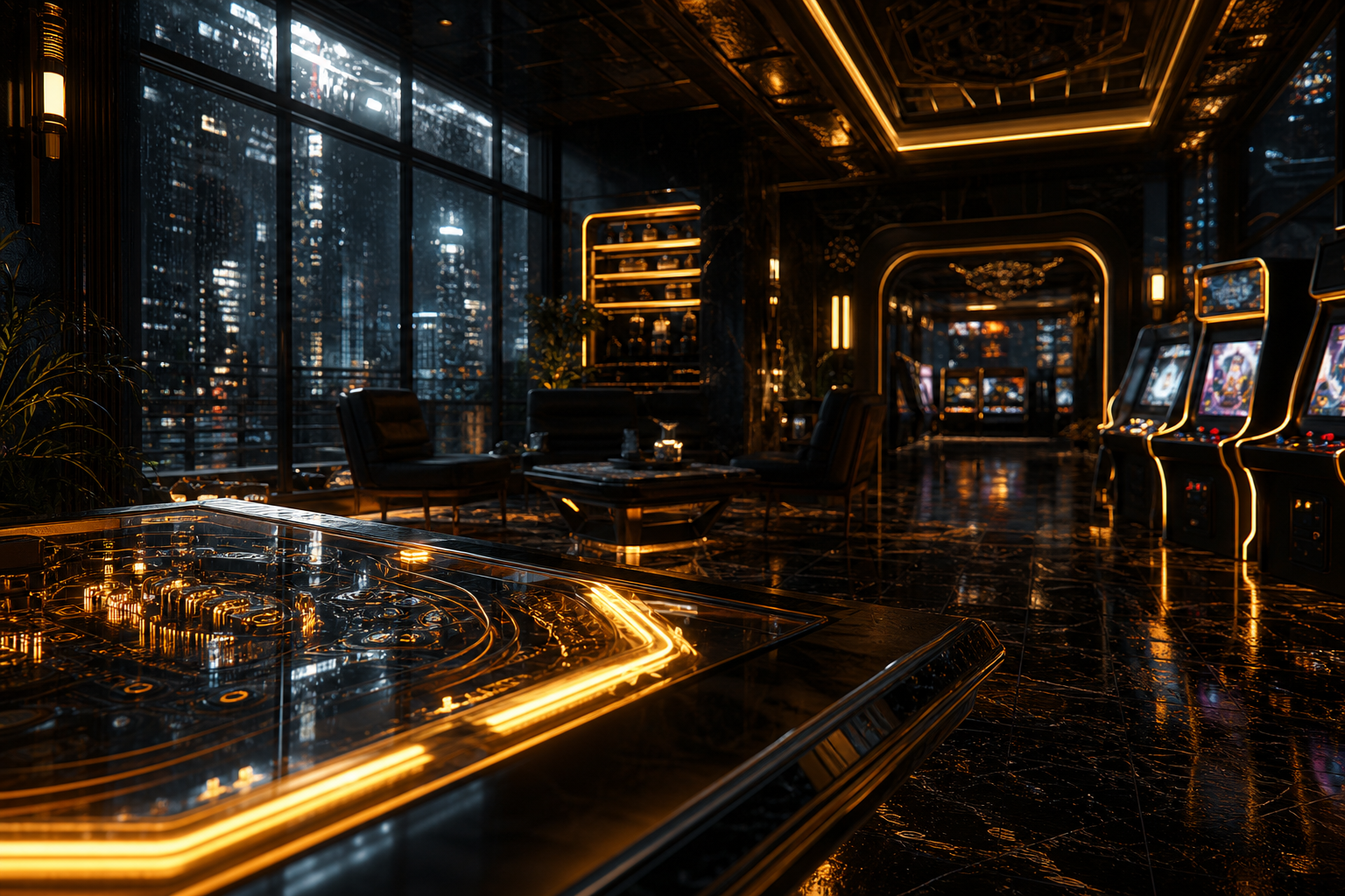 Retro Arcade Room With Neon Machines Gaming Wallpaper  17 4K