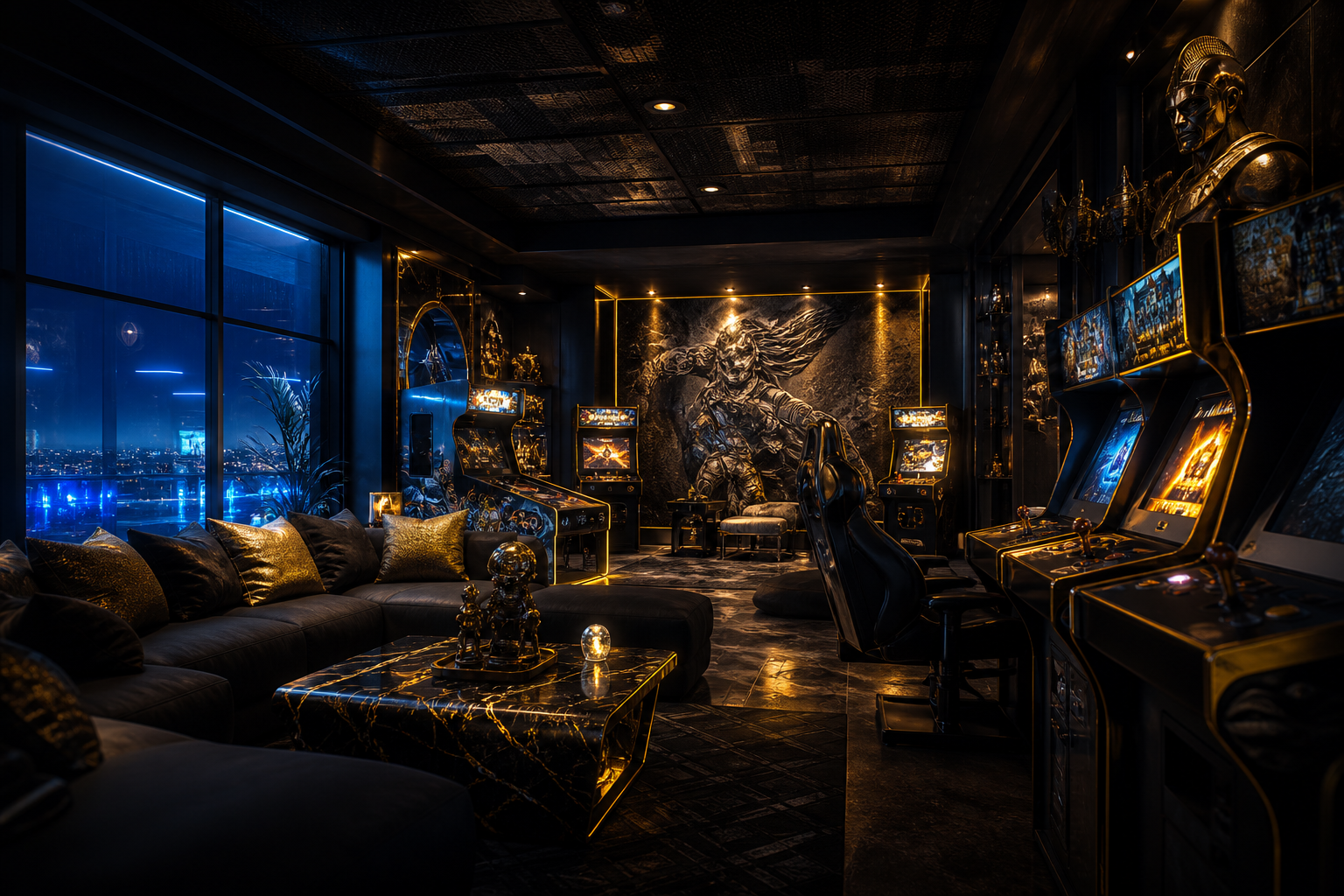 Retro Arcade Room With Neon Machines Gaming Wallpaper  17 4K