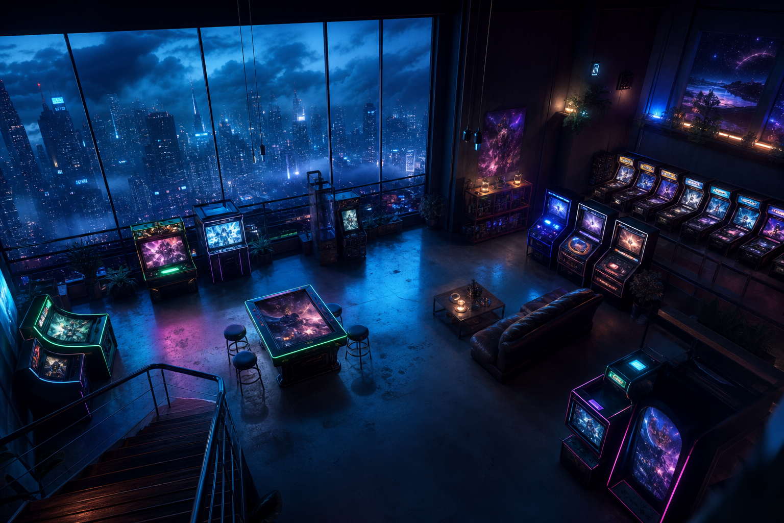 Retro Arcade Room With Neon Machines Gaming Wallpaper  7 4K
