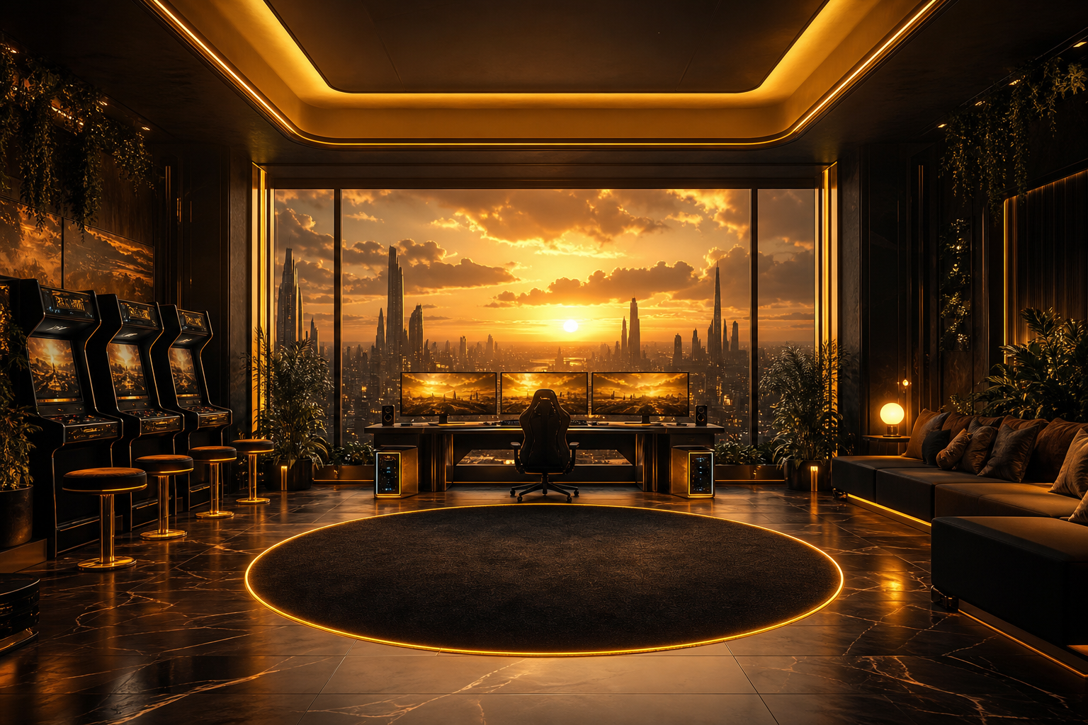 Retro Arcade Room With Neon Machines Gaming Wallpaper  7 4K