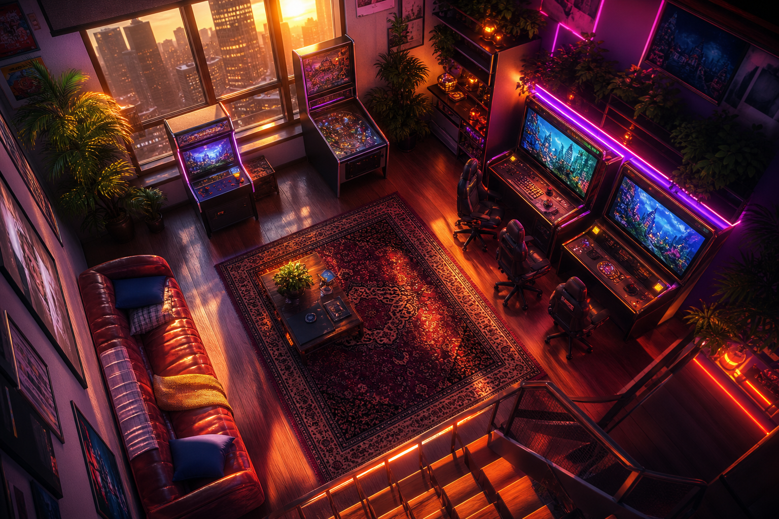Retro Arcade Room With Neon Machines Gaming Wallpaper  7 4K