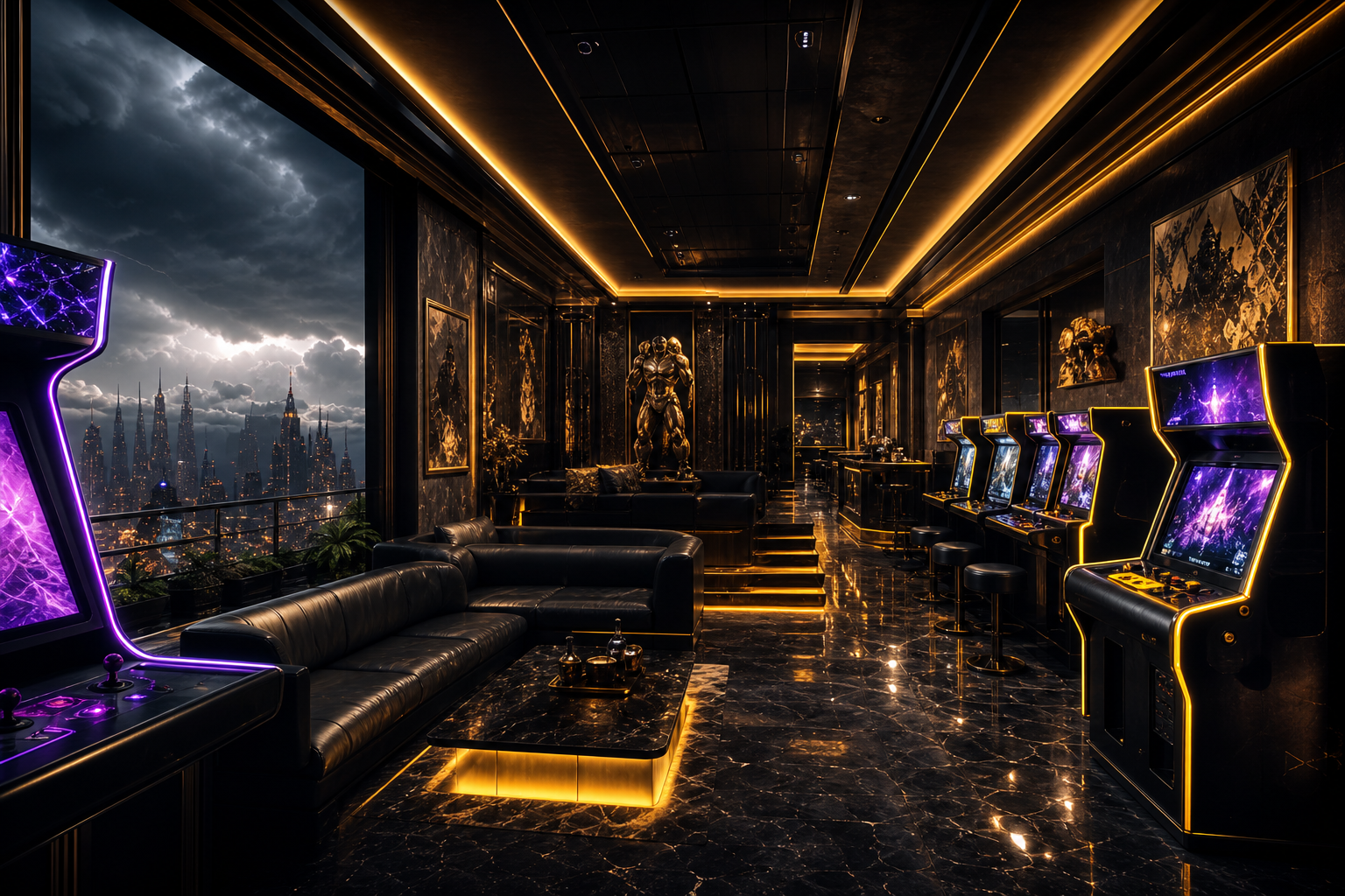 Retro Arcade Room With Neon Machines Gaming Wallpaper  7 4K