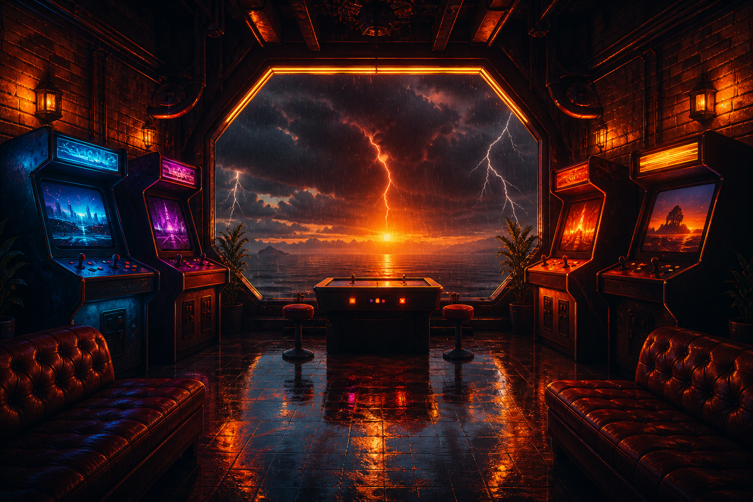 Retro Arcade Room With Neon Machines Gaming Wallpaper  7 4K