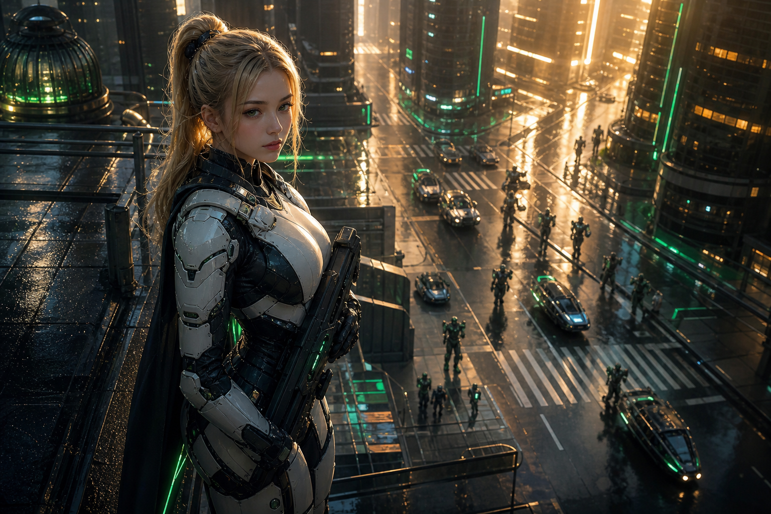 Robotic City Police Patrol Ai-Girls Wallpaper  12 4K