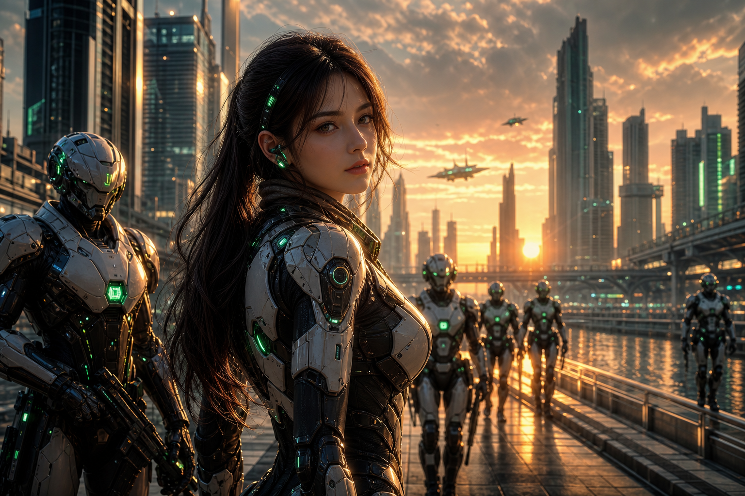 Robotic City Police Patrol Ai-Girls Wallpaper  12 4K