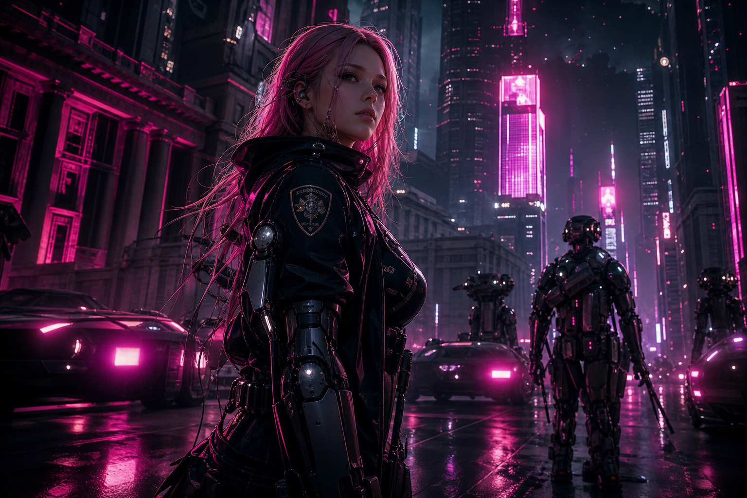 Robotic City Police Patrol Ai-Girls Wallpaper  12 4K