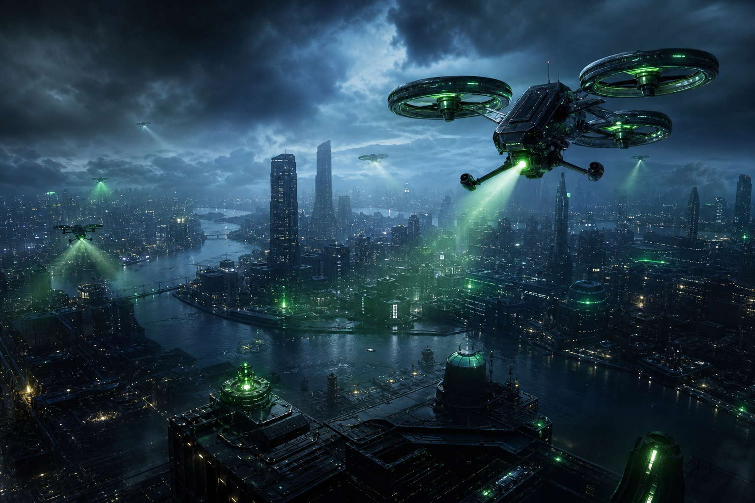 Robotic City Police Patrol Cyberpunk Wallpaper  12 4K
