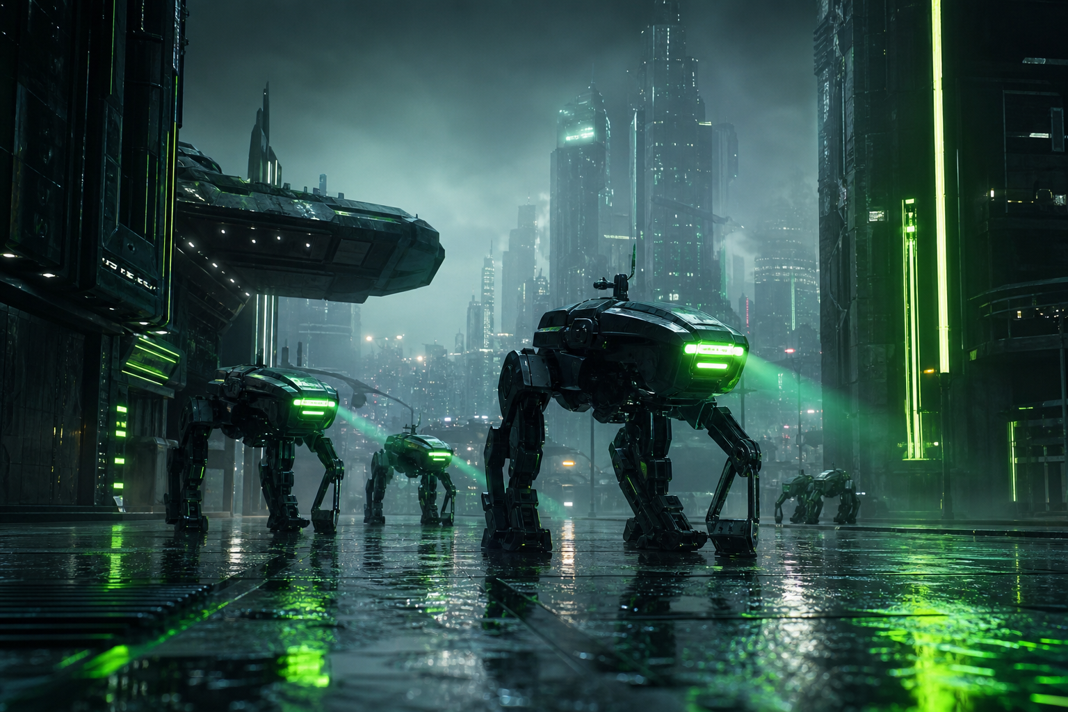 Robotic City Police Patrol Cyberpunk Wallpaper 12 4K 11 4K Cyberpunk Wallpaper