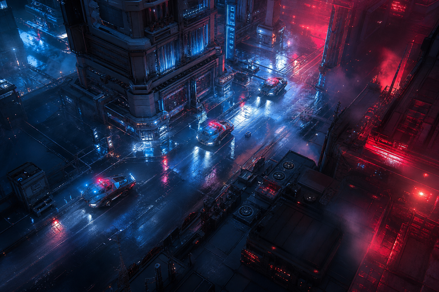 Robotic City Police Patrol Cyberpunk Wallpaper  12 4K