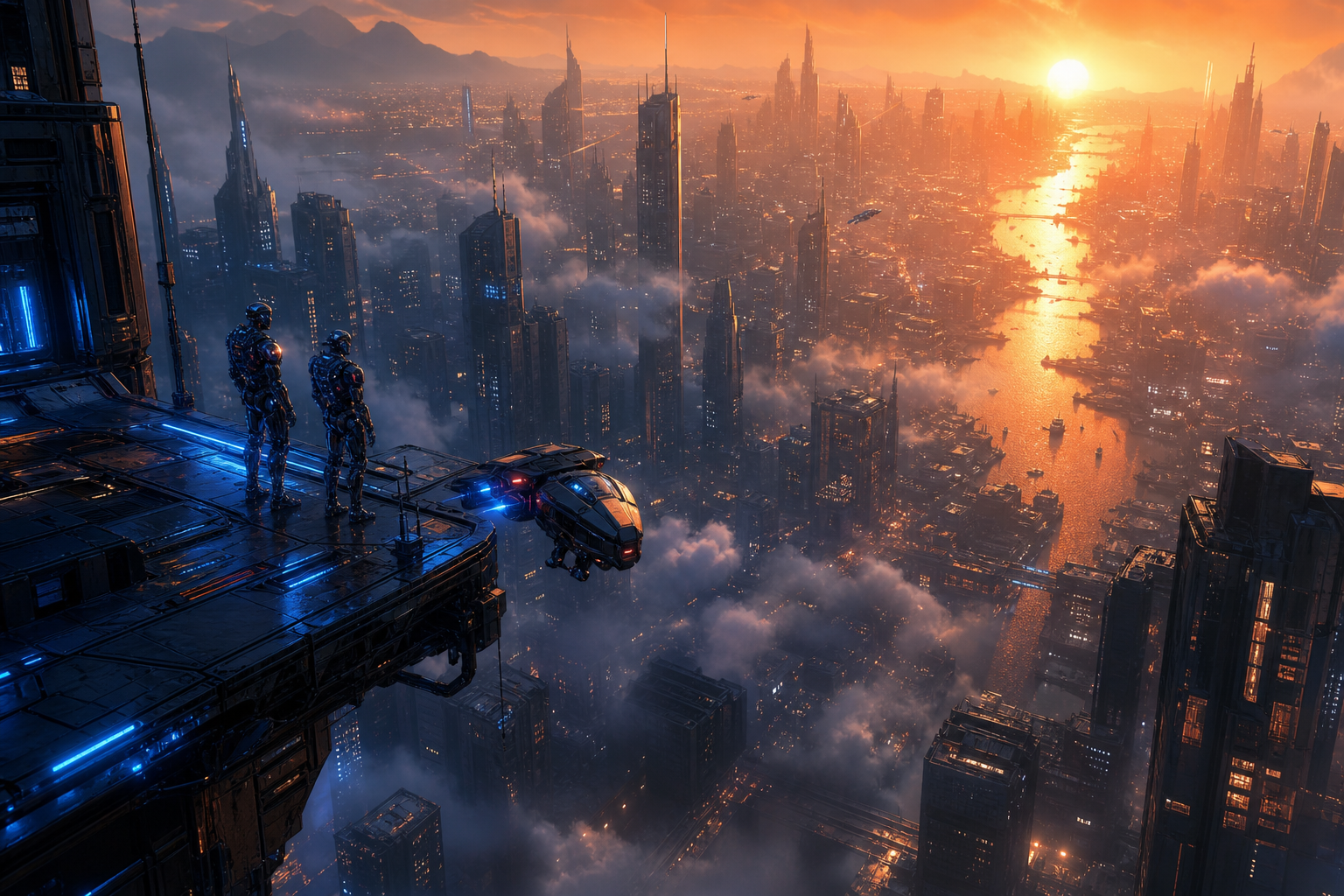 Robotic City Police Patrol Cyberpunk Wallpaper  12 4K