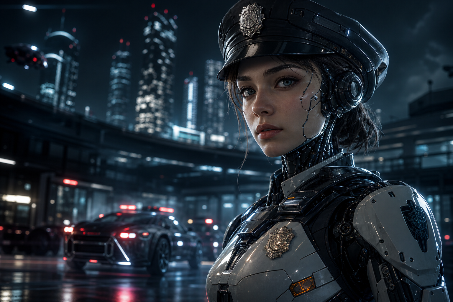 Robotic City Police Patrol Female-Androids Wallpaper  12 4K