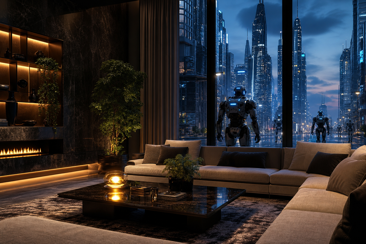 Robotic City Police Patrol Living-Room-Design Wallpaper  12 4K