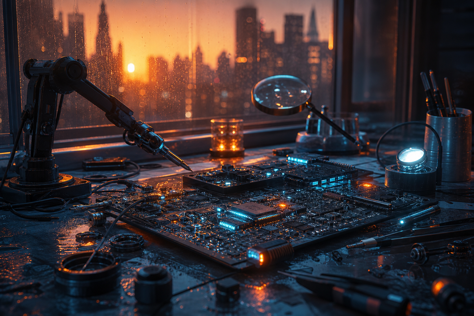 Robotics Workbench With Soldering Tools Electronics Wallpaper  4 4K