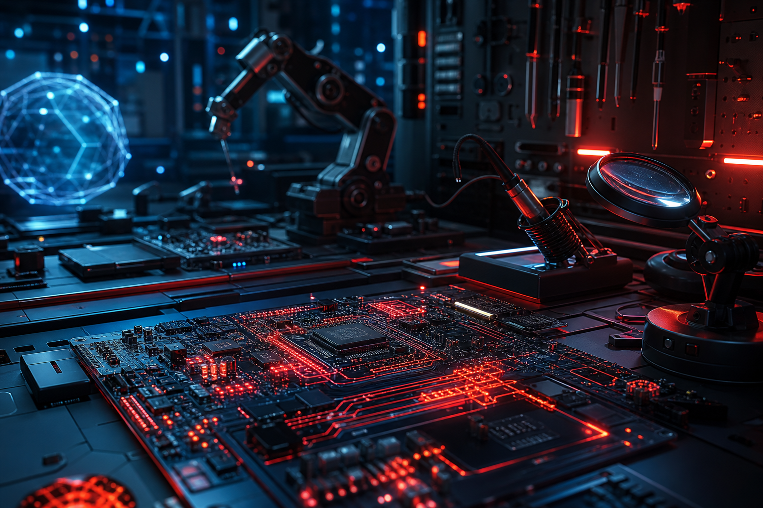 Robotics Workbench With Soldering Tools Electronics Wallpaper  4 4K