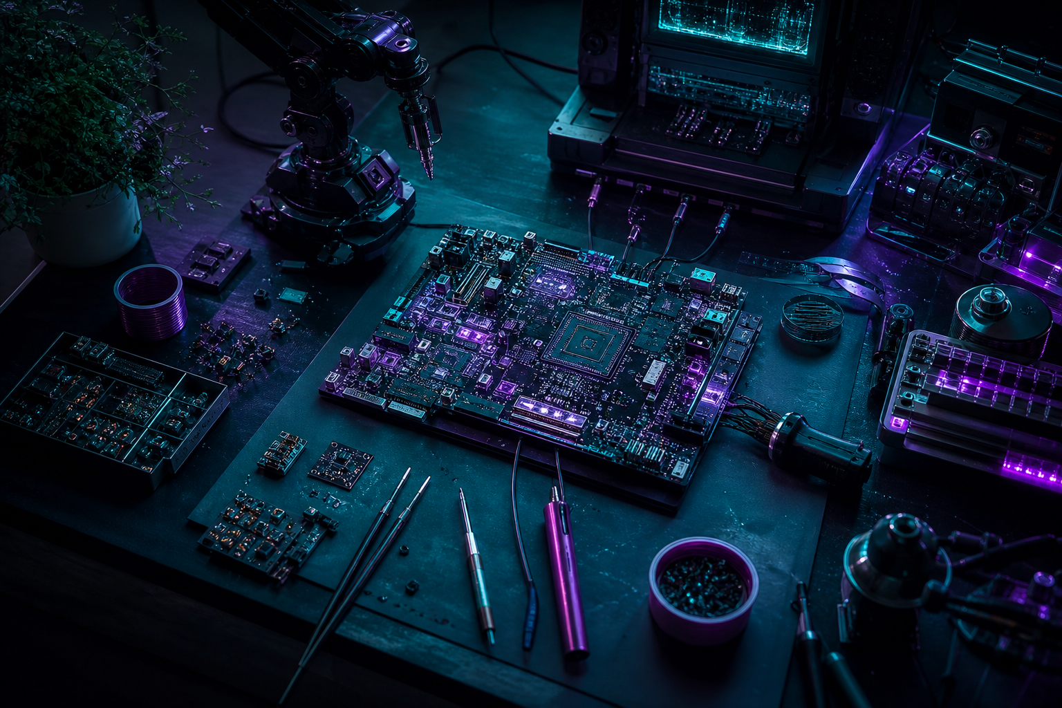 Robotics Workbench With Soldering Tools Electronics Wallpaper  4 4K