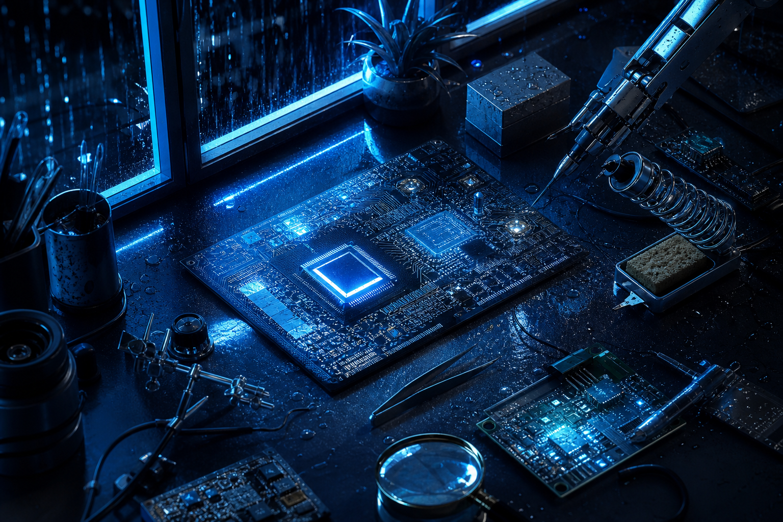Robotics Workbench With Soldering Tools Electronics Wallpaper  4 4K