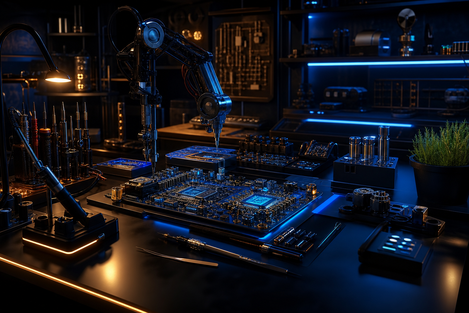 Robotics Workbench With Soldering Tools Electronics Wallpaper  4 4K