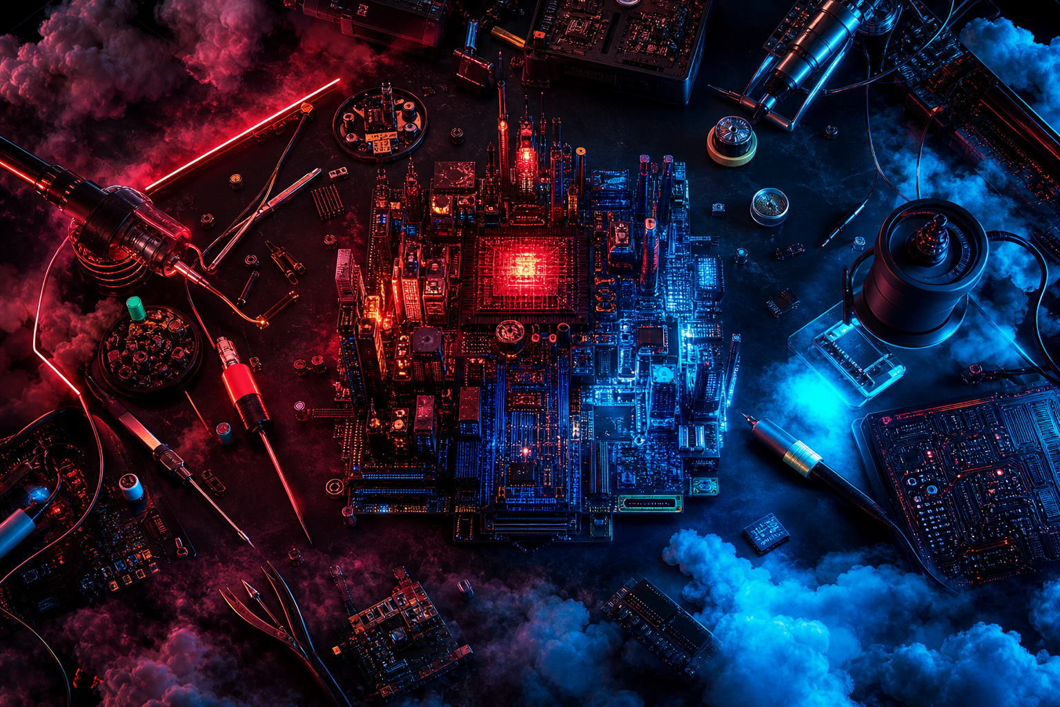 Robotics Workbench With Soldering Tools Electronics Wallpaper  4 4K