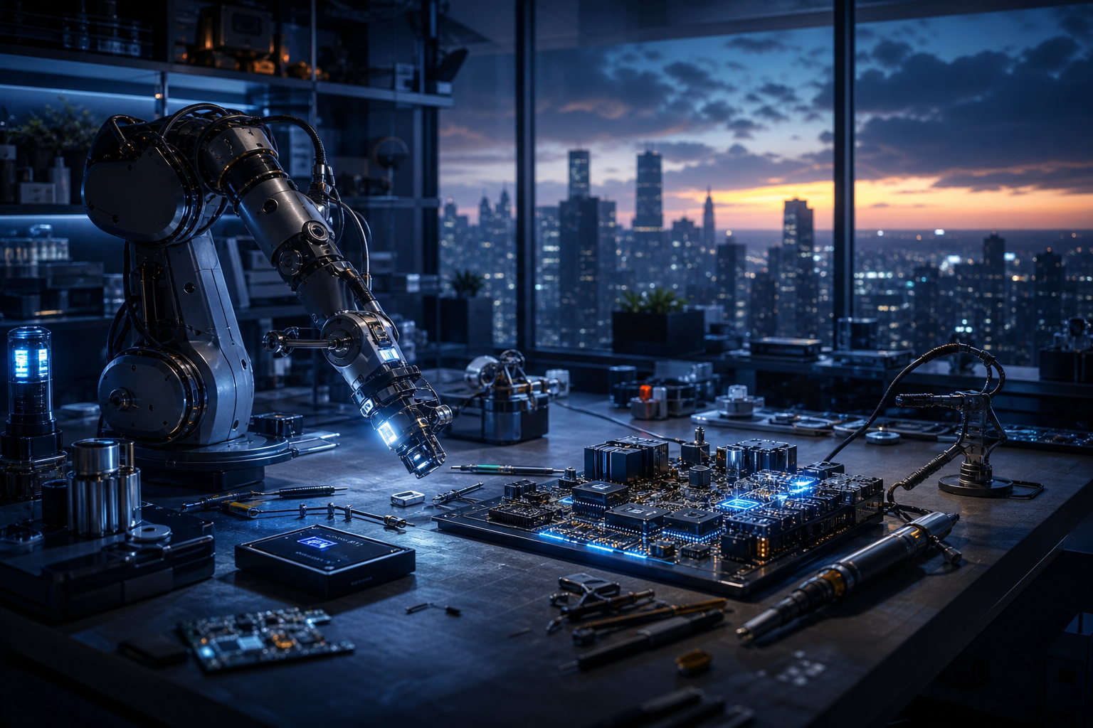 Robotics Workbench With Soldering Tools Electronics Wallpaper  4 4K