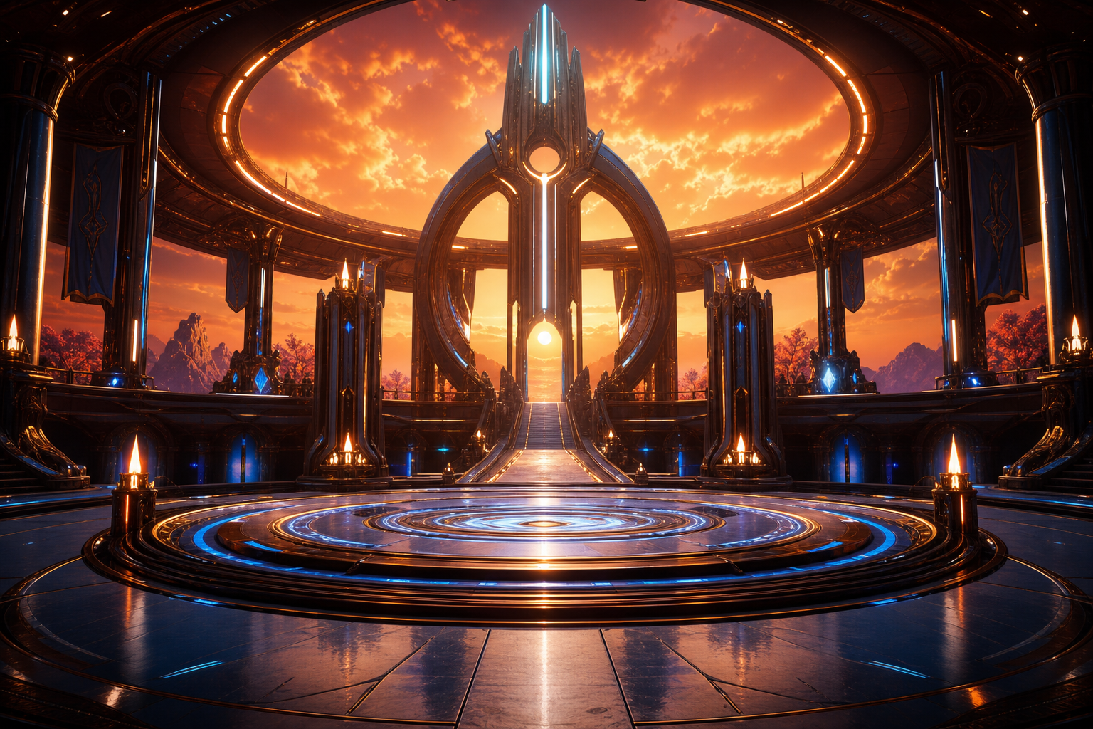 Sci Fi Battle Arena With Neon Lights Gaming Wallpaper  13 4K