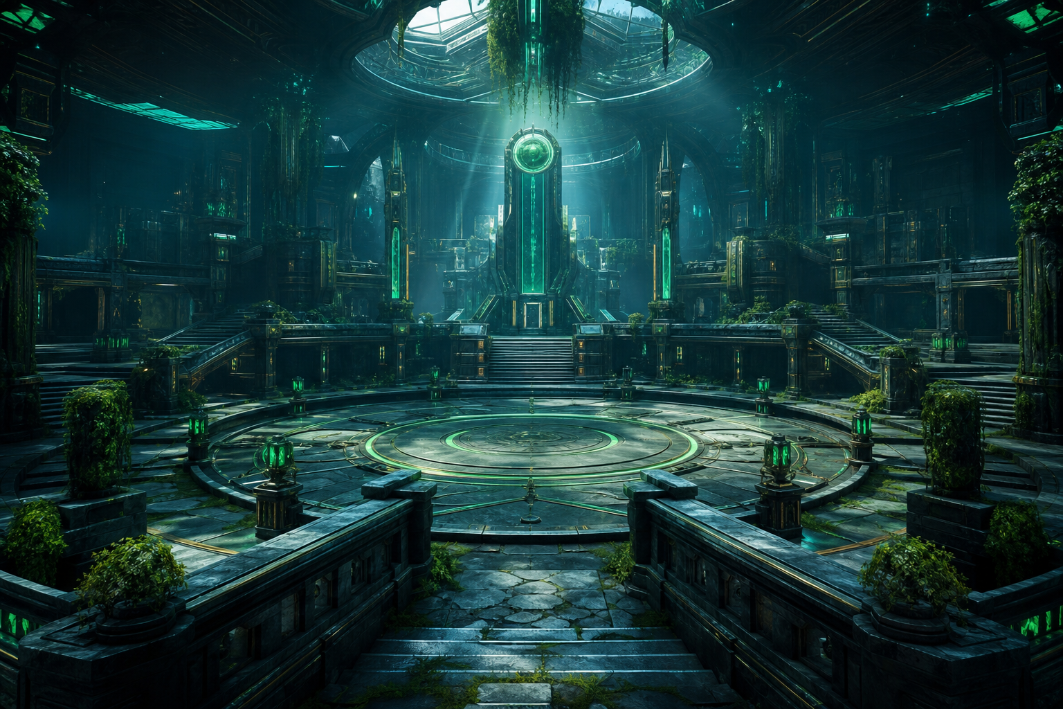 Sci Fi Battle Arena With Neon Lights Gaming Wallpaper  13 4K