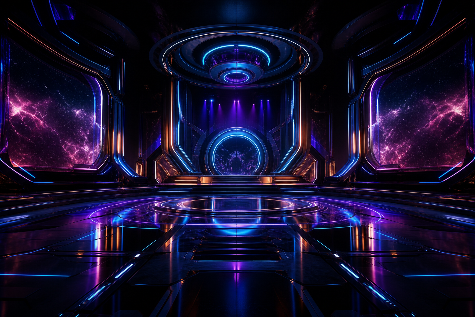 Sci Fi Battle Arena With Neon Lights Gaming Wallpaper  13 4K