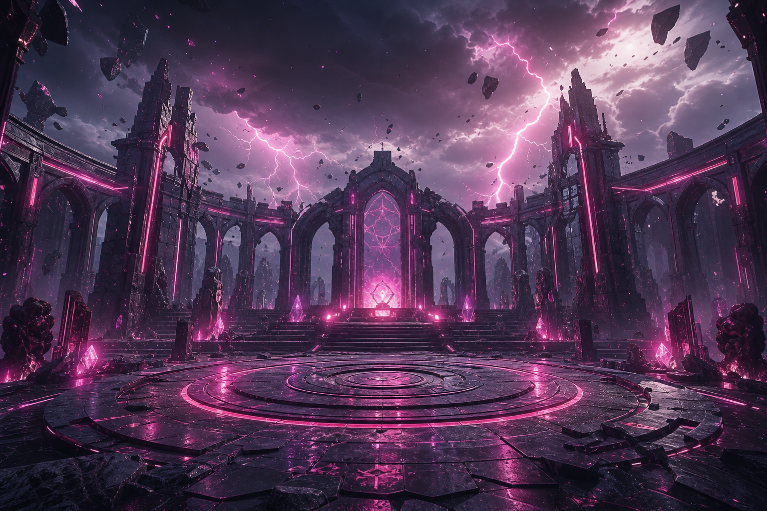 Sci Fi Battle Arena With Neon Lights Gaming Wallpaper  13 4K