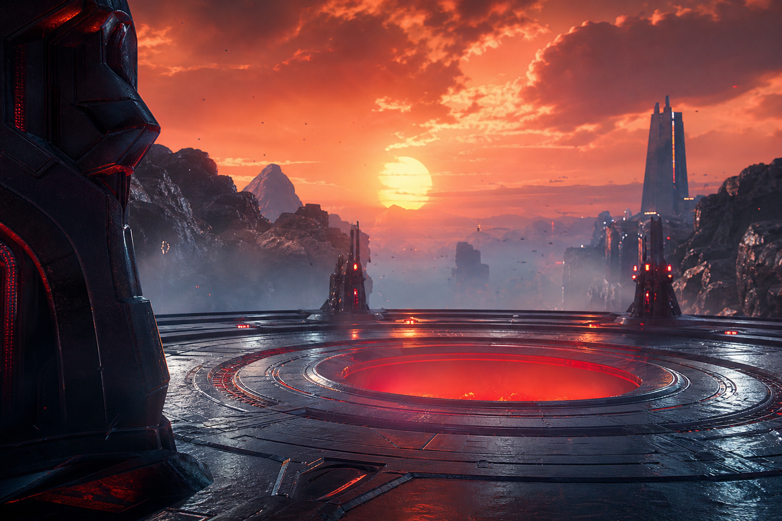 Sci Fi Battle Arena With Neon Lights Gaming Wallpaper  3 4K