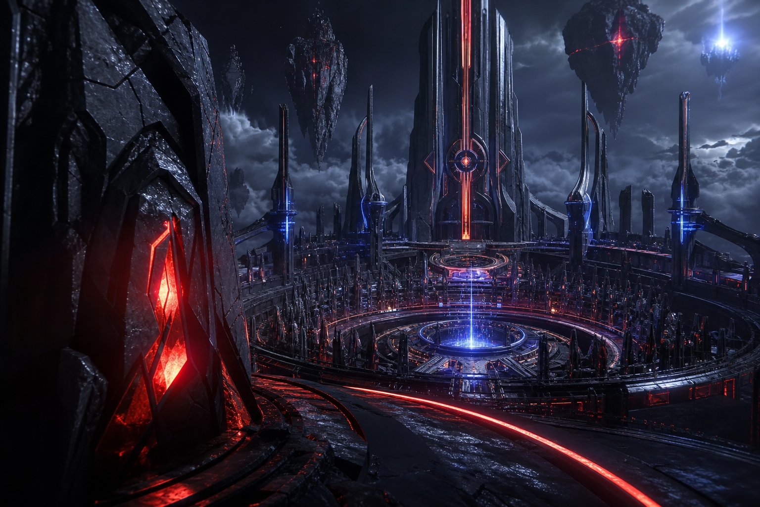 Sci Fi Battle Arena With Neon Lights Gaming Wallpaper  3 4K