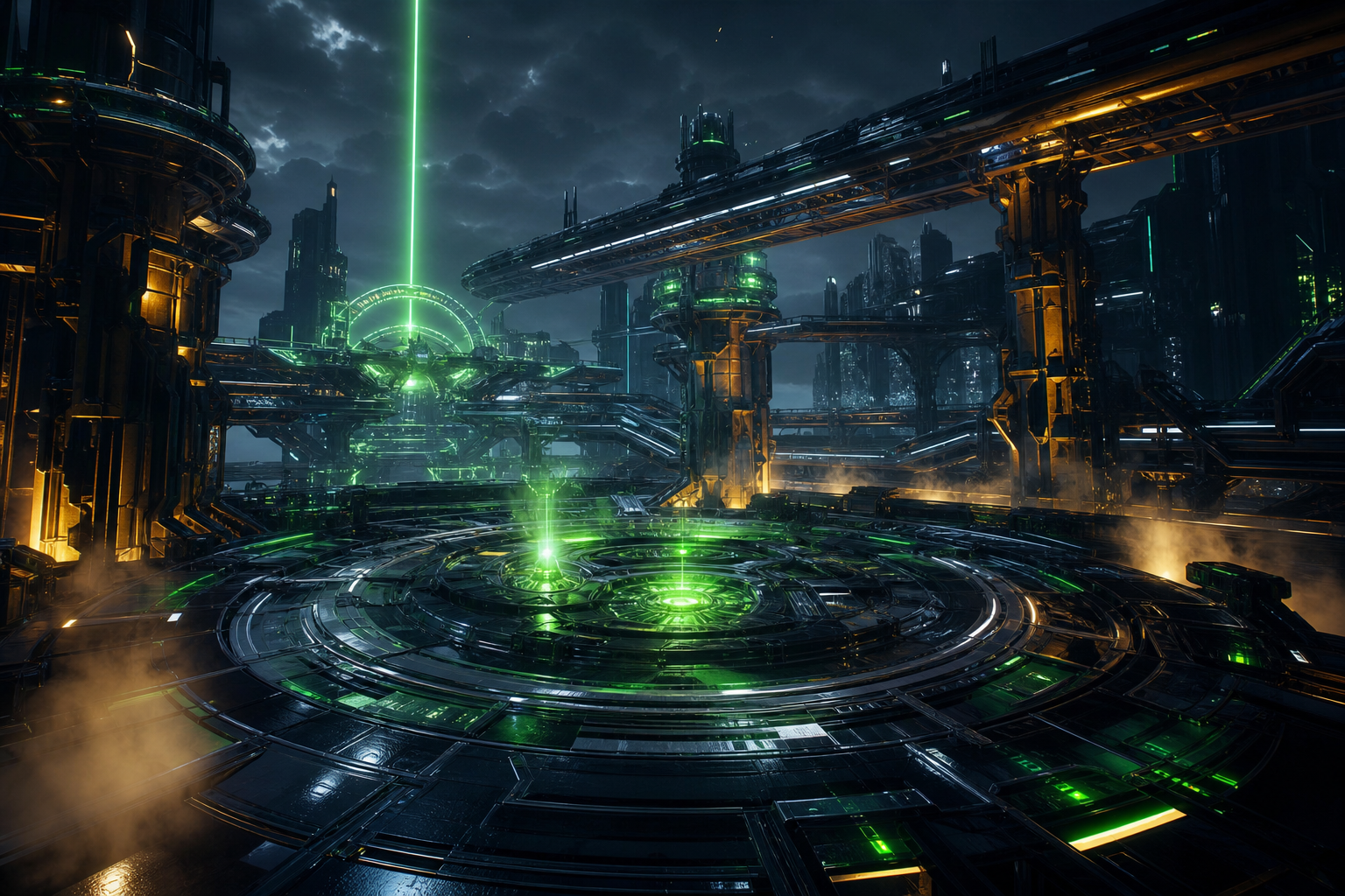 Sci Fi Battle Arena With Neon Lights Gaming Wallpaper  3 4K