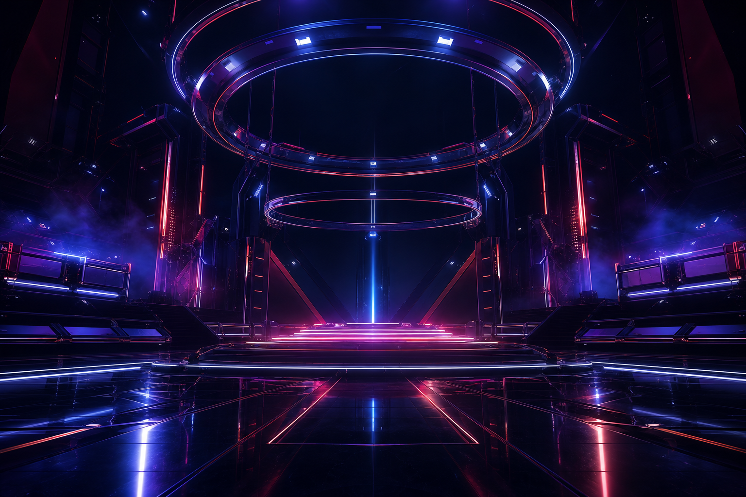 Sci Fi Battle Arena With Neon Lights Gaming Wallpaper  3 4K