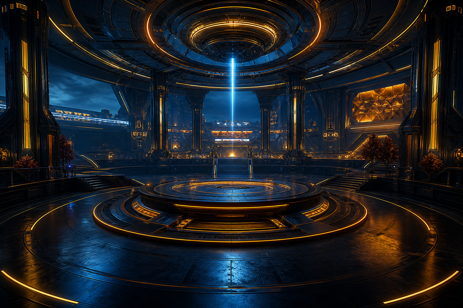 Sci Fi Battle Arena With Neon Lights Gaming Wallpaper  3 4K