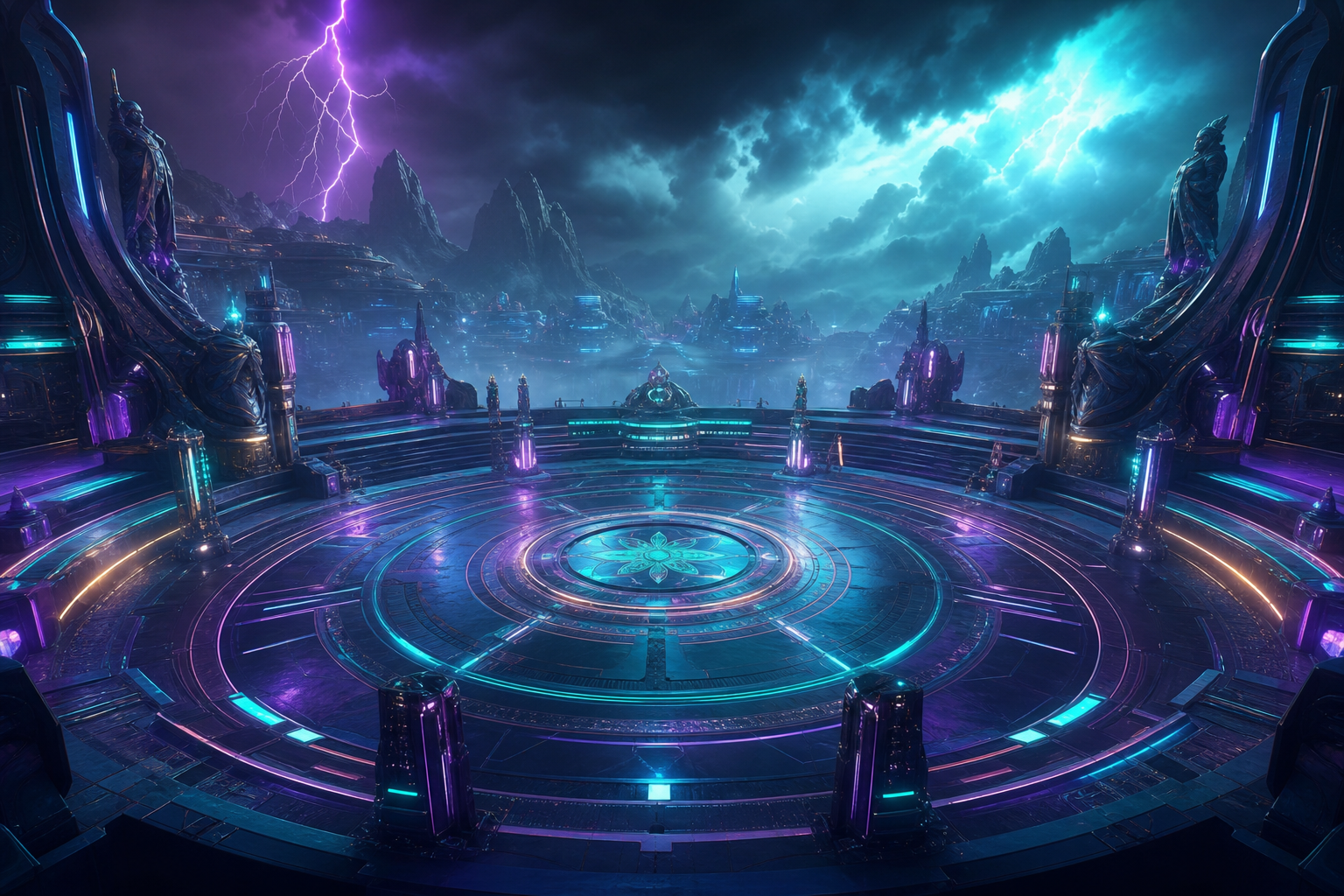 Sci Fi Battle Arena With Neon Lights Gaming Wallpaper 3 4K 10 4K Gaming Wallpaper