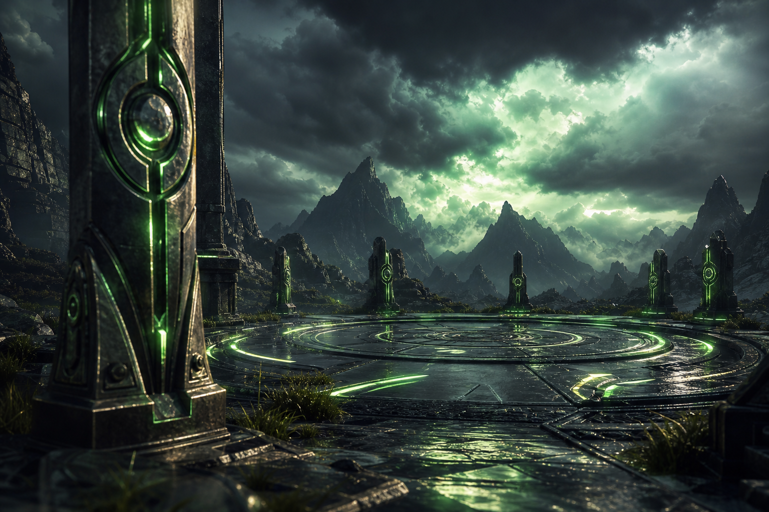 Sci Fi Battle Arena With Neon Lights Gaming Wallpaper  3 4K