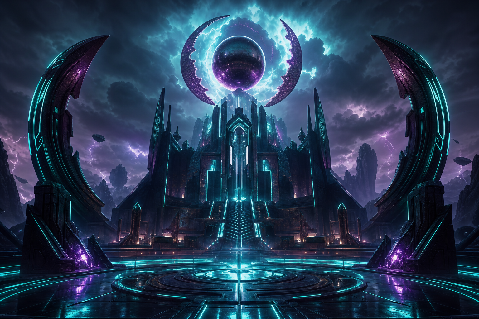 Sci Fi Battle Arena With Neon Lights Gaming Wallpaper  3 4K