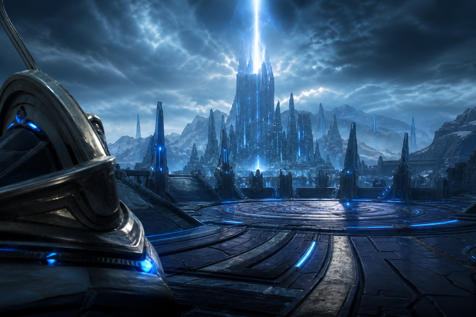 Sci Fi Battle Arena With Neon Lights Gaming Wallpaper  3 4K