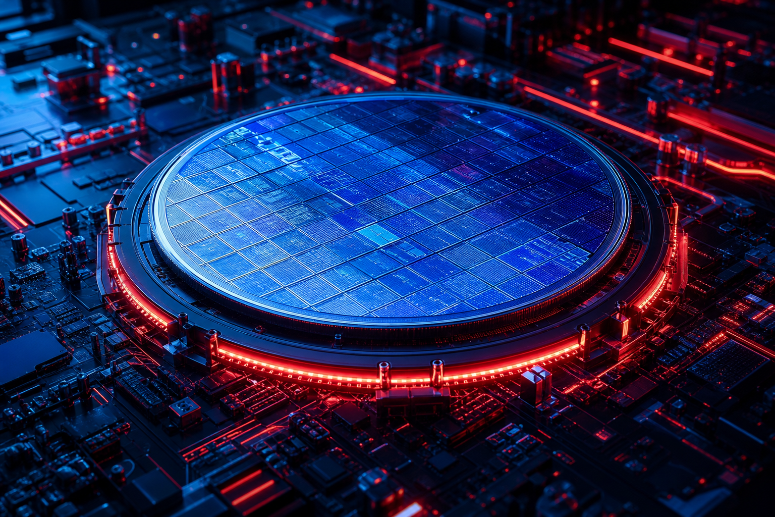 Semiconductor Wafer Glowing Blue Electronics Wallpaper  6 4K